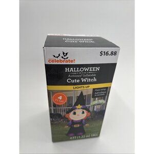 Cute Witch Halloween Airblown Inflatable Lights Up 4 Feet Tall Celebrate Unused?